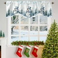 thumbnail image 3 of Christmas Snowman Tie Up Valances Curtain, Winter Tree Snowflakes White Blue Adjustable Rod Pocket Short Window Treatment Tie Up Curtains Valances for Kitchen Living Room Bathroom 42x18 Inches, 3 of 9