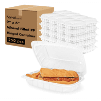 Karat Earth [250pcs - 9x6] Mineral Filled PP Hinged Container - White