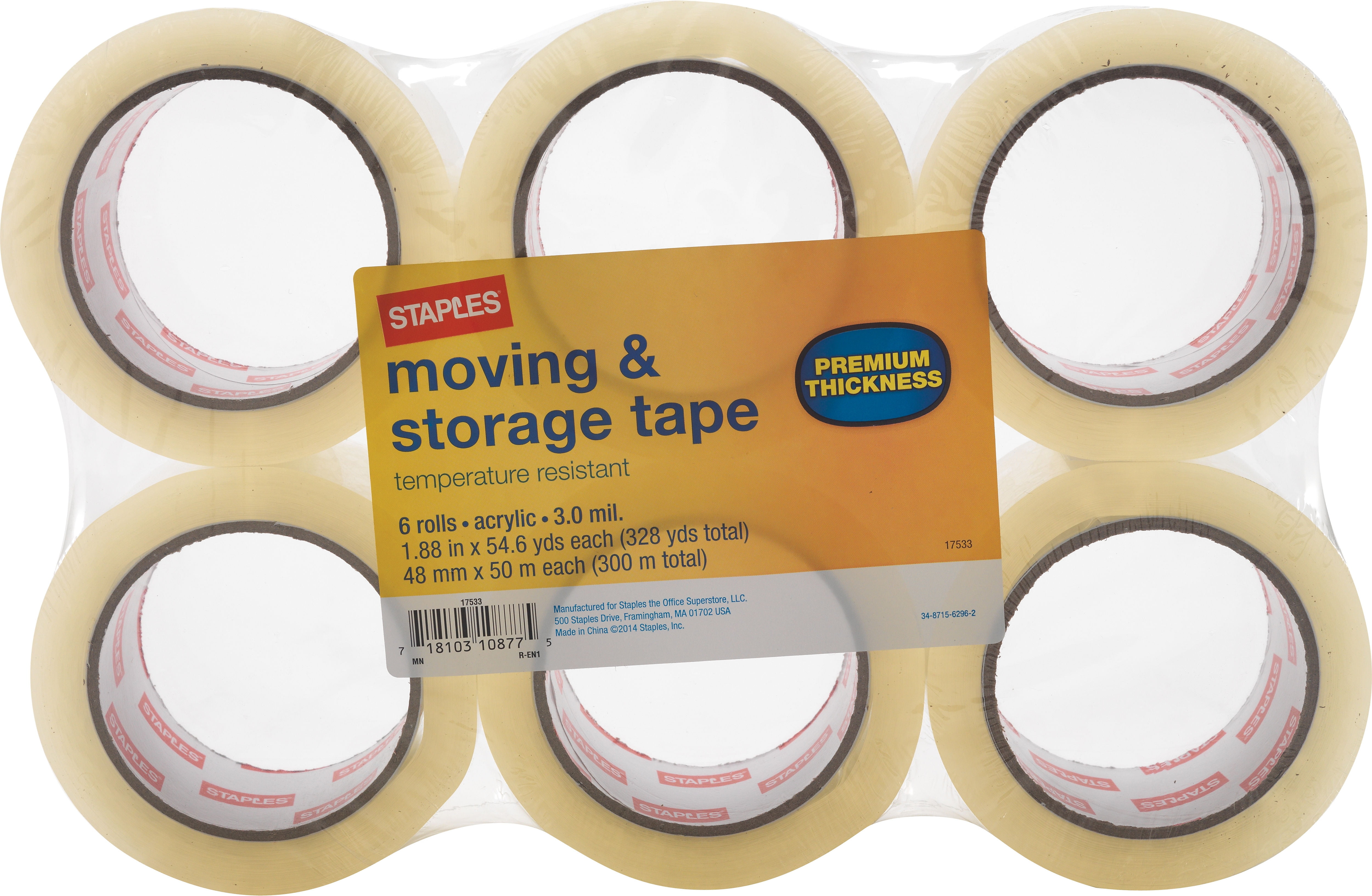 Staples Moving and Storage Packing Tape, 1.88 x STA36