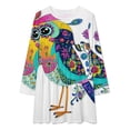 thumbnail image 2 of Colorful Bird Art Print Loose Dress Evening Dress Summer Dresses for Women Luxury Dress Long Sleeved Dress, 2 of 4