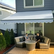 ALEKO Motorized Retractable Home Patio 20 x 10 ft Awning Silver Gray Canopy