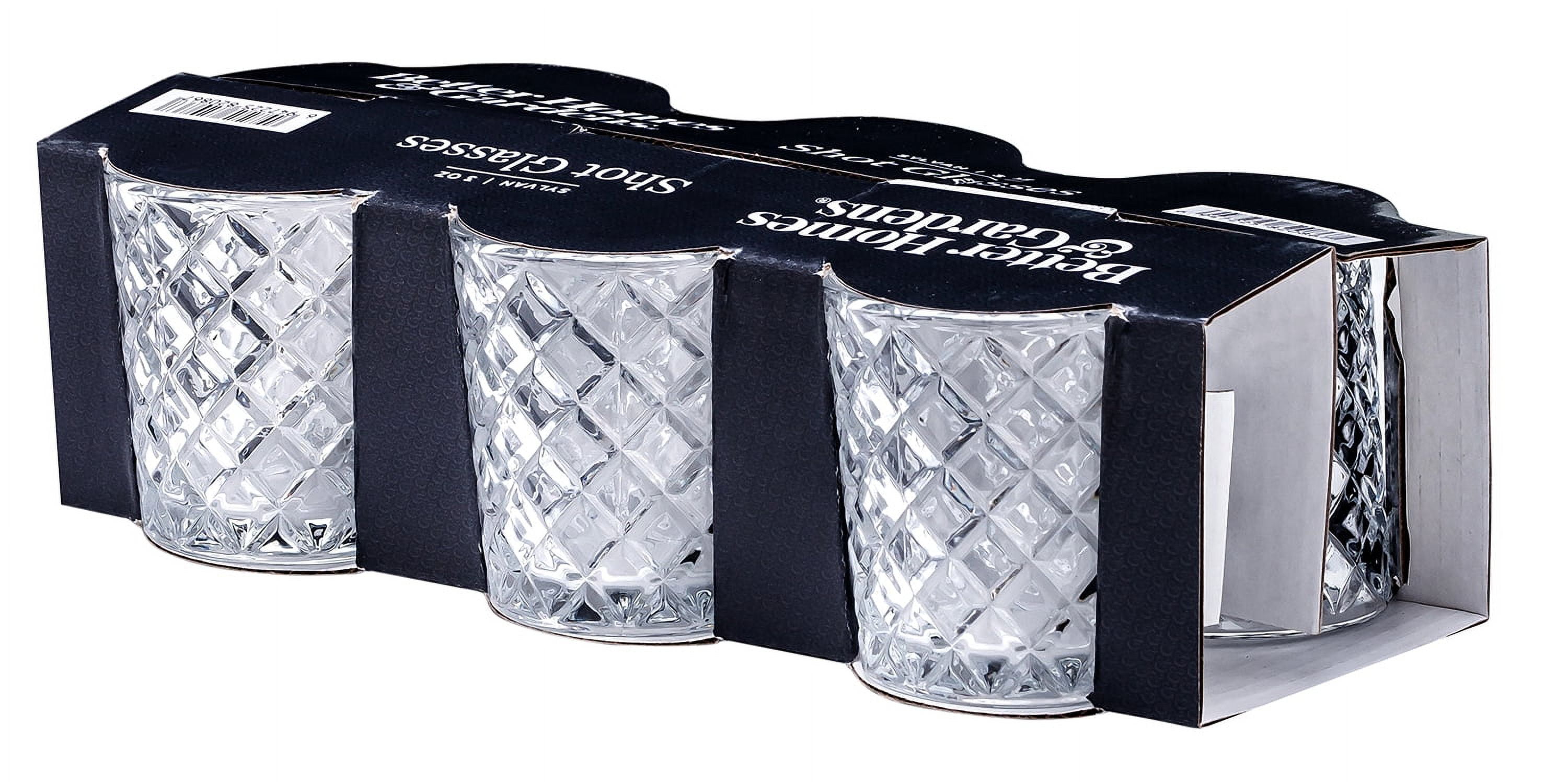 (3 pack) Better Homes & Gardens Clear Diamond-Cut Glass Shot Glass, 6 Pack