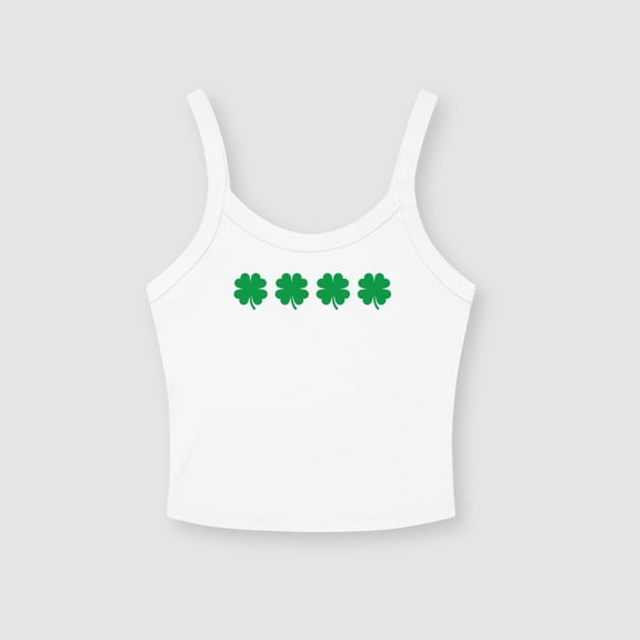 Lucky Four Leaf Clover St Patricks Day Tank Top Shamrock Crop Tank