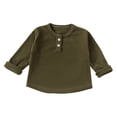 thumbnail image 4 of QIbmong Ribbed Knit Tops for Infants Toddler Girls Boys Crew Neck Cuffed Long Sleeve Kids Casual Fall Winter Loungewear Going out School Shirts(9-10 Years,Army Green), 4 of 9