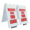 thumbnail image 2 of A-frame Sidewalk Warehouse Space For Lease 24" x 36" Double Sided A-Frame Sidewalk Sign, Includes 2 Plastic Inserts | Foldable Portable White Signicade Sandwich Board Signs, 2 of 5