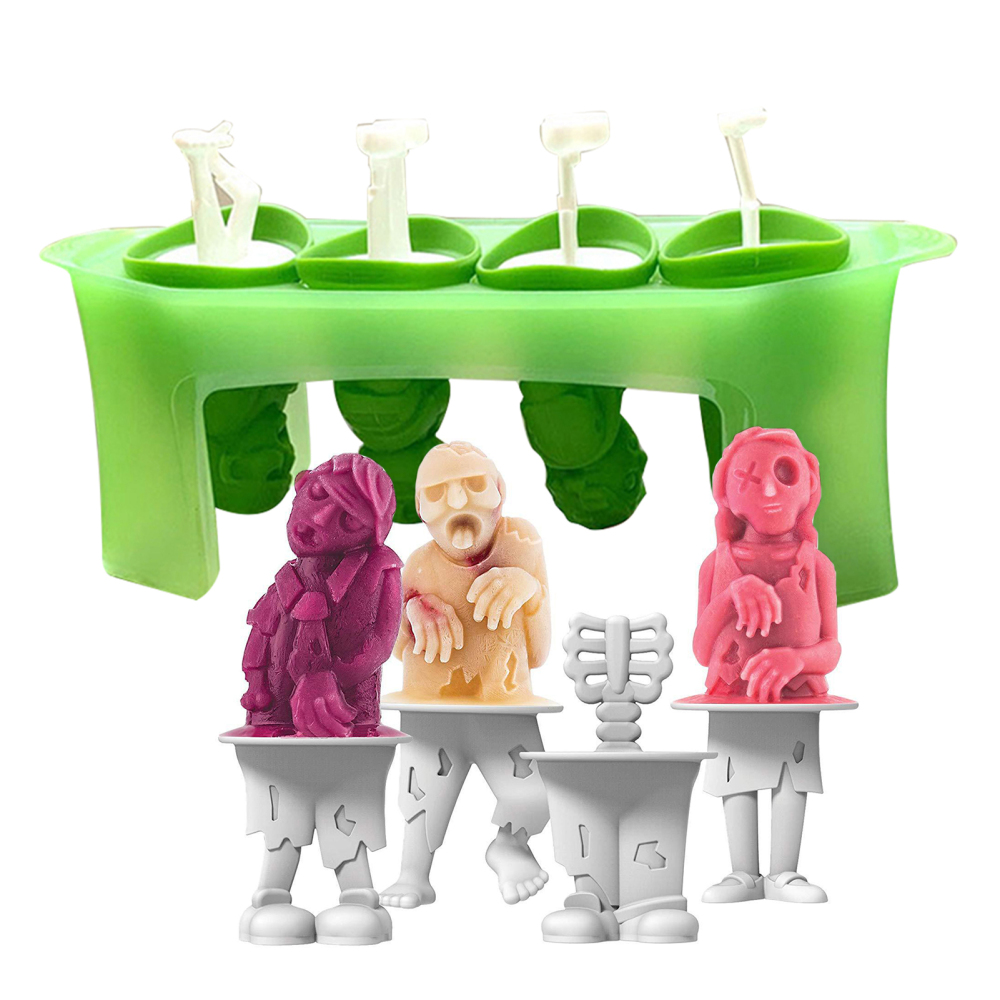 Ice Cream Molds Set of 4 Household DIY Reusable Ice Makers with Sticks