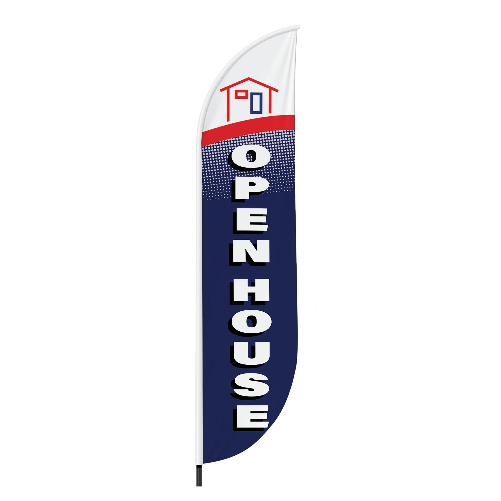 Open House 5 Feather Flag(11.5feetX2.5feet) by DreamController | Outdoor Business Advertising Tall Flag | Weather-Resistant Knitted Swooper Flag | Made in USA | HD Print(Flag Only)