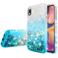 thumbnail image 4 of Compatible for Samsung Galaxy A10e Case, with [Tempered Glass Screen Protector] SOGA Diamond Liquid Quicksand Cover Cute Girl Women Phone Case - Clear/Teal, 4 of 5