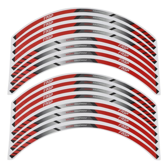 16 Pcs Wheel Rim Stickers Arc-Shape Car Wheel Rim Tapes Decoration Stickers for 17"-18" Rim Red Gray PET