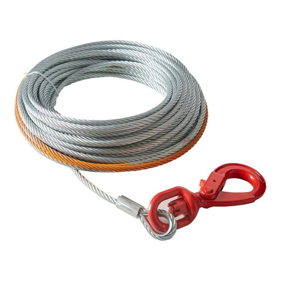 3/8" Zinc-Plated Steel Winch Cable 75FT - 15,200 lb Break Strength with Swivel Hook, Heavy Duty Towing Rope for Off-Road Trucks/Jeeps/SUVs