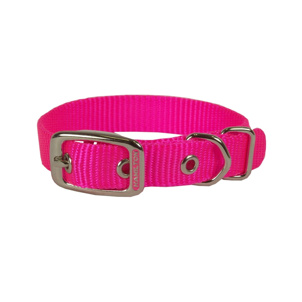 Hamilton 5/8" Single Thick Nylon Deluxe Dog Collar, 16 inch, Hot Pink