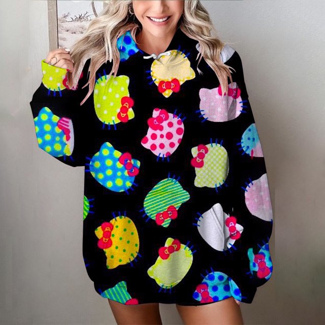 Sudadera con capucha 3D de Hello Kitty de Disney Sanrio para mujer, ropa de calle Harajuku, sudaderas con capucha de manga larga, sudaderas deportivas