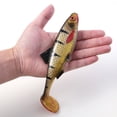 thumbnail image 2 of HKUKY Soft Swimbait Fishing Lure T Tail Paddle 3D Eyes Flexible Silicone Body Fast Sinking Action Jigging Swimbait for Fishing Deep Lakes Rivers Tawny, 2 of 3