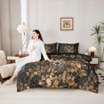 thumbnail image 4 of Castle Fairy Teens Vintage Autumn Bear Deer 7-Piece Twin Bedding,Autumn Tree Leaves Bedding Comforter Set,Brown Orange Black,Black Reversible, 4 of 7