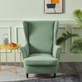 thumbnail image 3 of Eurhowing Stretch Wingback Chair Slipcover, 2-Piece Jacquard Armchair Cover with Cushion Cover, Washable Non-Slip Wingchair Protector for Living Room Bedroom, Green, 3 of 8
