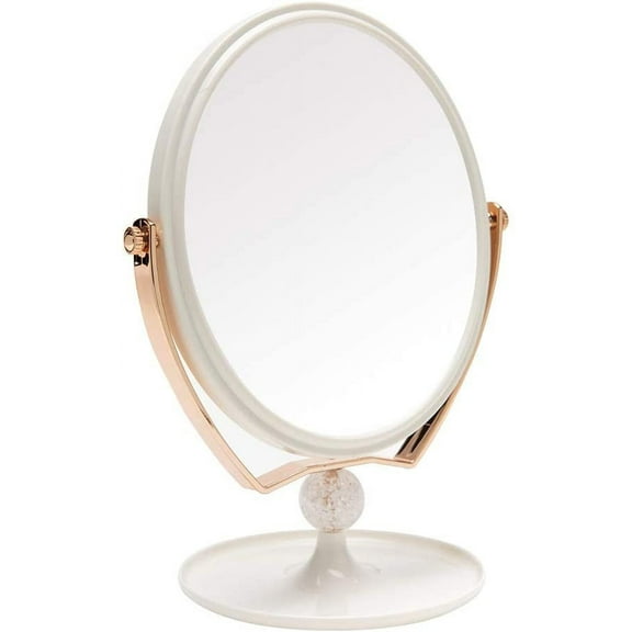 Magnifying Makeup Vanity Mirror,ABS Plastic Double Sided 3X Magnification 360°Swivel Beauty Make Up Mirror Cosmetic Table Desk Mirror 8" Oval