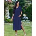 thumbnail image 3 of Zeagoo Sundress Dress Women's Casual Loose A Line Crewneck Split Maxi Cover Up Holiday Beach Tropical Bohemian Shift Sun Dress Outfits with Pockets, 3 of 6