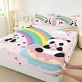 thumbnail image 3 of Homewish Cute Unicorn Panda Twin Sheet Sets, Cartoon Stars Rainbow Cloud Twin Fitted Sheet, Kawaii Animal Lover Flat Sheet, Lightweight Room Decor, 3-Piece, 3 of 7