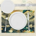 thumbnail image 3 of Ambesonne Lake Place Mats Set of 4, Misty Lake Scenery Dark Woods, Standard Size, Emerald Pale Green Amber, 3 of 5