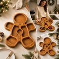 thumbnail image 6 of Gingerbread Shaped Serving Platter with Divided Tray, Snack & Dessert Wooden Food Tray, Cute Charcuterie Board for Holiday Parties, Cheese, Fruits, Candy Display(B), 6 of 7
