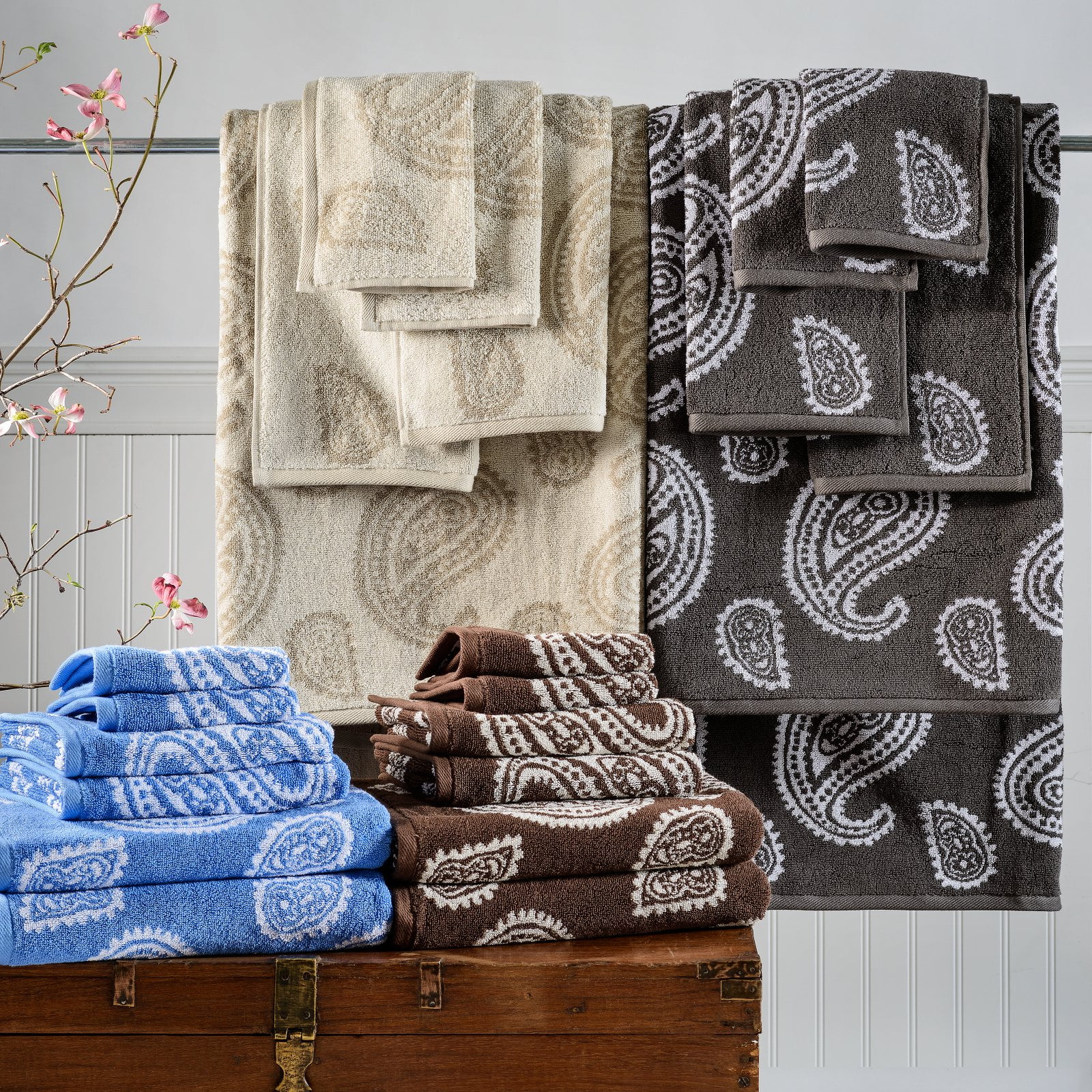 Superior Paisley LongStaple Combed Cotton Loops 2 Piece Bath Towel Set
