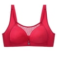 thumbnail image 2 of Up to 50% off! LoyisViDion Women Plus Size Bra,Solid Color Comfortable Hollow Out Perspective Bra Underwear,No Rim/Red 6(M), 2 of 9