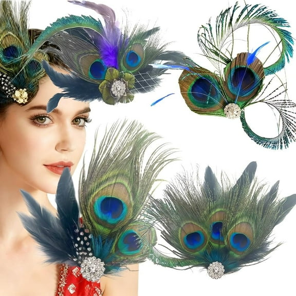 Peacock Feather Hair Clip in Peacock Crown Hairpin Teal Headpiece Accessories Showgirl Headband Piece Carnival