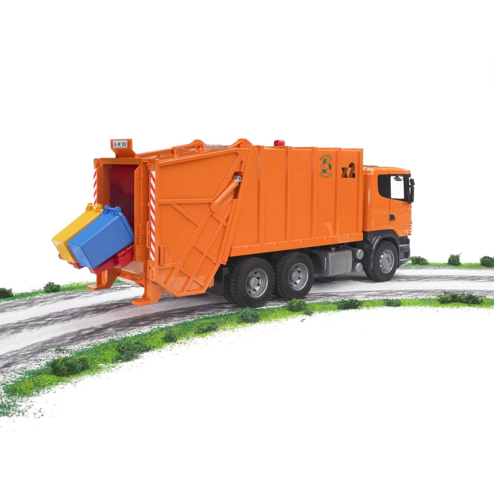 orange garbage truck toy