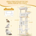thumbnail image 6 of Hzuaneri Cat Tree, 82.6" Tall Large Multi‑Level Indoor Cat Tower with Scratching Posts, Hammock & Pom Poms, White, 6 of 8