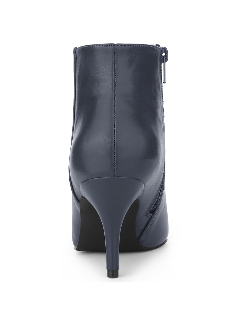 BLISSFUL STEP Women's Pointed Toe Zipper Stiletto Heels Ankle
