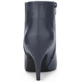 thumbnail image 2 of BLISSFUL STEP Women's Pointed Toe Zipper Stiletto Heels Ankle Boots Dark Blue 8, 2 of 7
