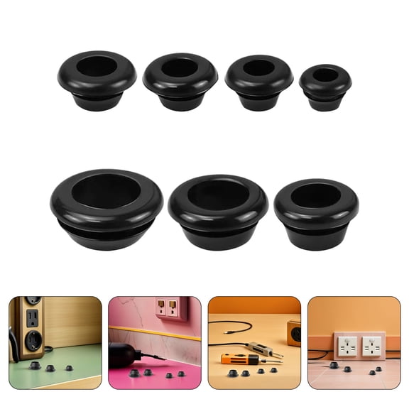 GETAJGHSD 1Set Black Rubber Wire Grommets with Quick Install Design for Secure Electrical Wiring Protection