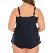 Croft & Barrow Blue Tiered Tummy Slimmer Fan Pattern Swimdress Swimsuits Plus Size 24W