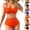 Black, variant on Fashion Women's Solid Slim Fit Rash Guard Two Piece Swimsuit Long Sleeve Surf Top & Bottom Set, Orange 2XL