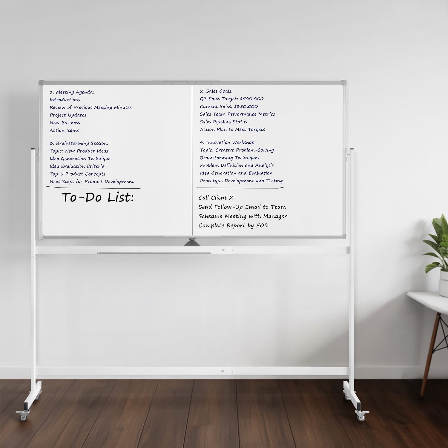 Tooloton Rolling Whiteboard,72"x36" White Board with Stands Movable Dry Erase Board on Wheels, Large Double Sided Standing Whiteboard for Office School Classroom Presentation Supplies