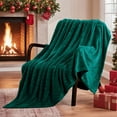 thumbnail image 5 of RUIKASI Brushed Flannel Blanket Dark Green Queen, Super Soft and Cozy Blankets All Season Use, 5 of 9