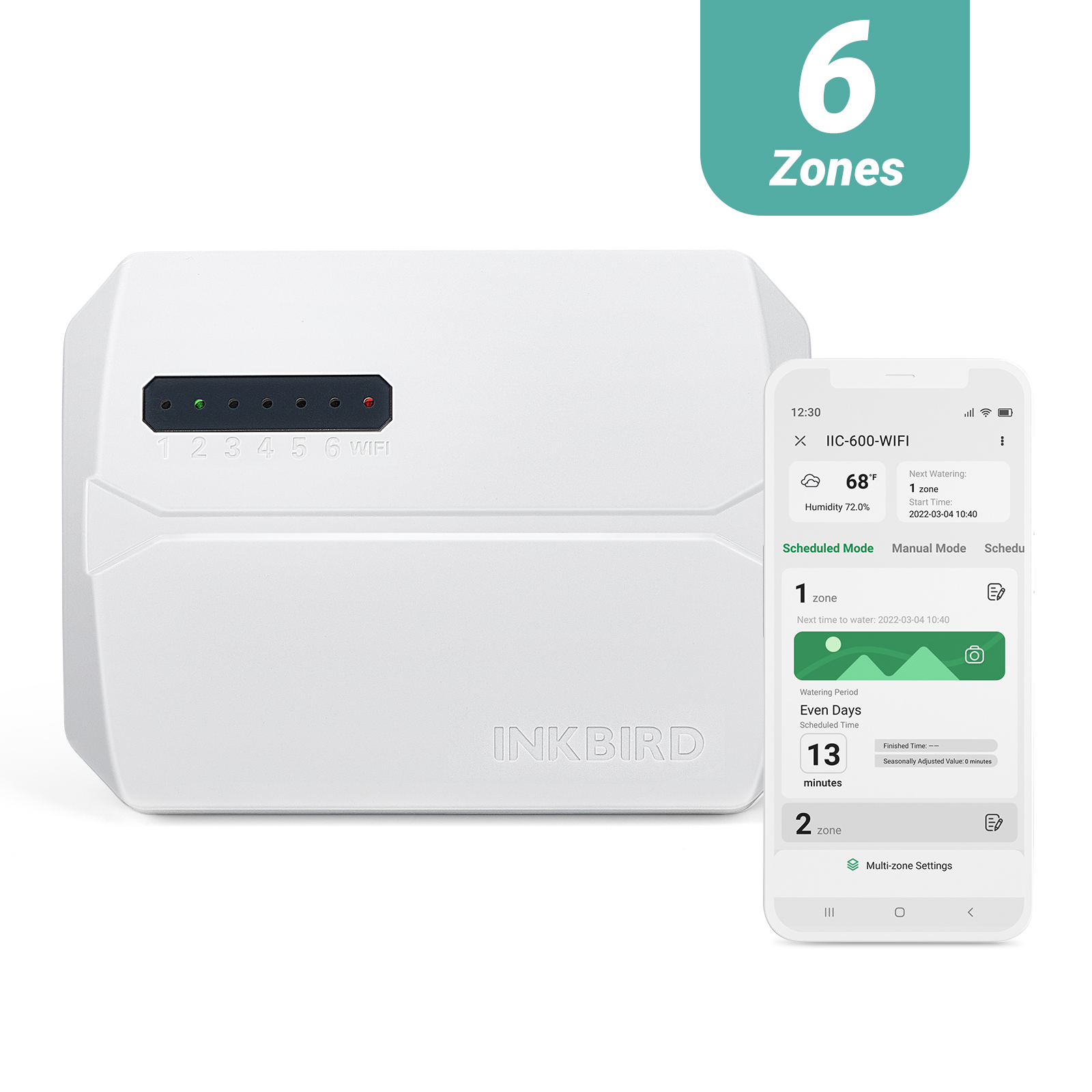INKBIRD 6 Zones Smart Sprinkler Controller, Auto Irrigation Controller with WiFi Control