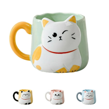 

Cat Mug Ceramic 15oz Cute and Fun Coffee Mug for Cat Lovers Green
