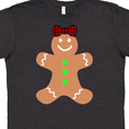 thumbnail image 4 of Inktastic Cute Gingerbread Girl with Red Plaid Bow T-Shirt, 4 of 5