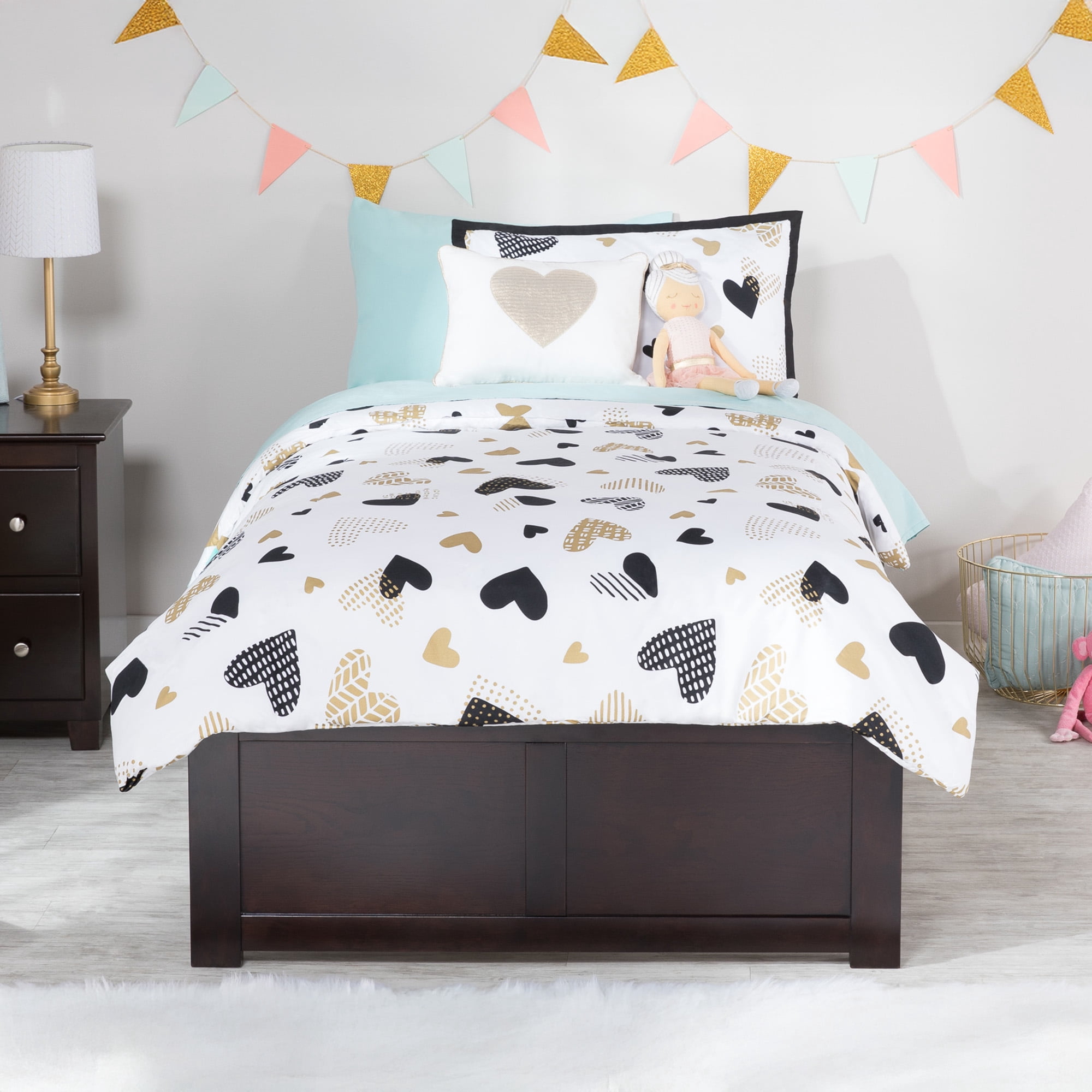 AFI Concord Twin Solid Wood Platform Bed with Footboard & Twin Trundle, Espresso