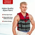 thumbnail image 2 of Owntop Adult Life Jacket Swim Vest,Flotation Buoyancy Aid Safety Jacket with Adjustable Buckle for Swimming Surfing Boating Kayaking,Red Gray, 2 of 8