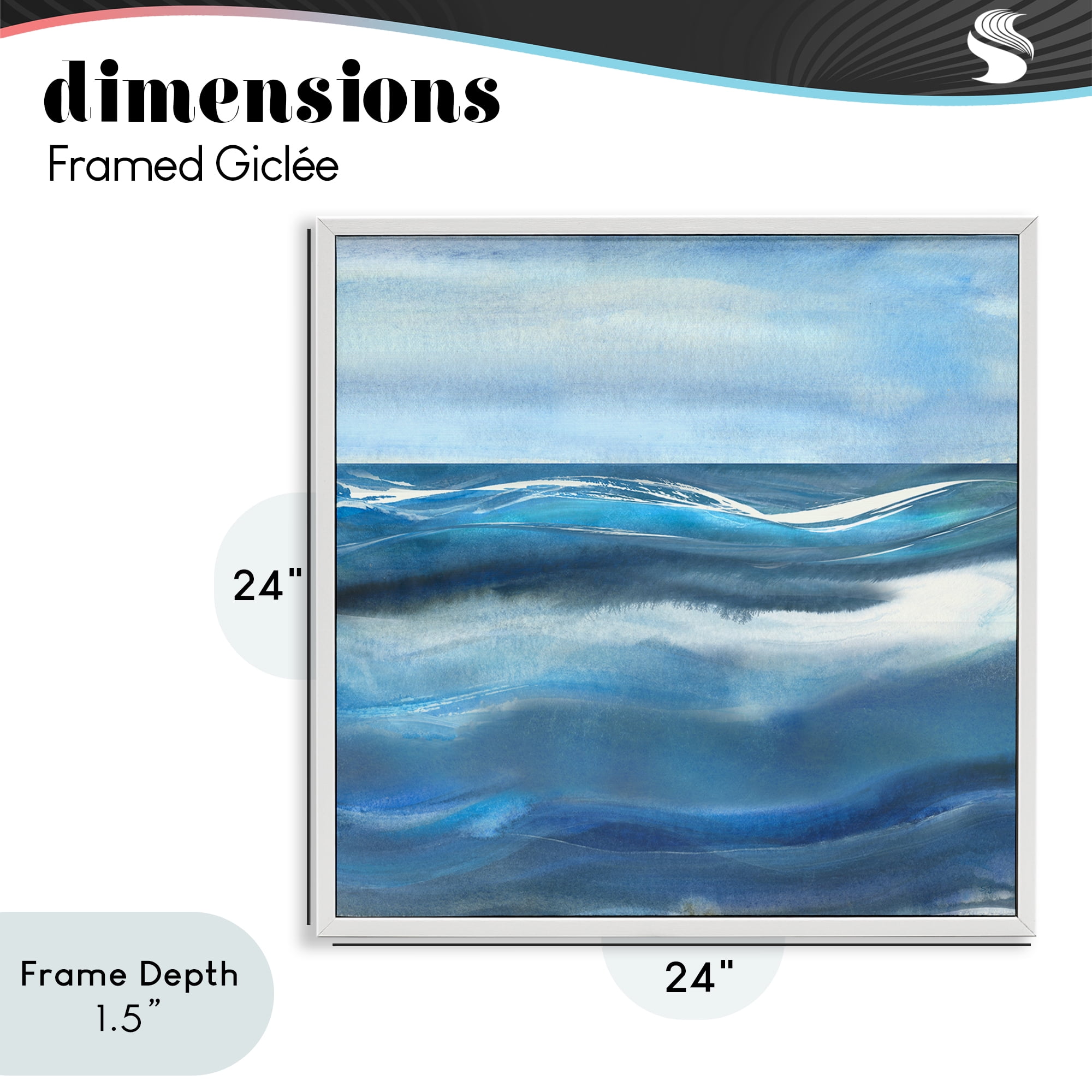 Stupell Industries Calm Expanse of Ocean Waves White Framed Giclee Art, design by Susan Jill