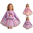 thumbnail image 4 of Bobifish Toddler Girls Sets Letter Embroidered Sweatshirt And Skirt Outfit Children Girls Sets For Birthday Party, 4 of 9