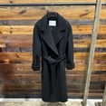 thumbnail image 1 of QueenLine Wool Long Loose Double breasted 100% Wool Camel Black, Belt Classic Commuter Coat, 1 of 23