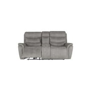 New Classic Furniture Kamari Fabric Power Console Loveseat, Gray