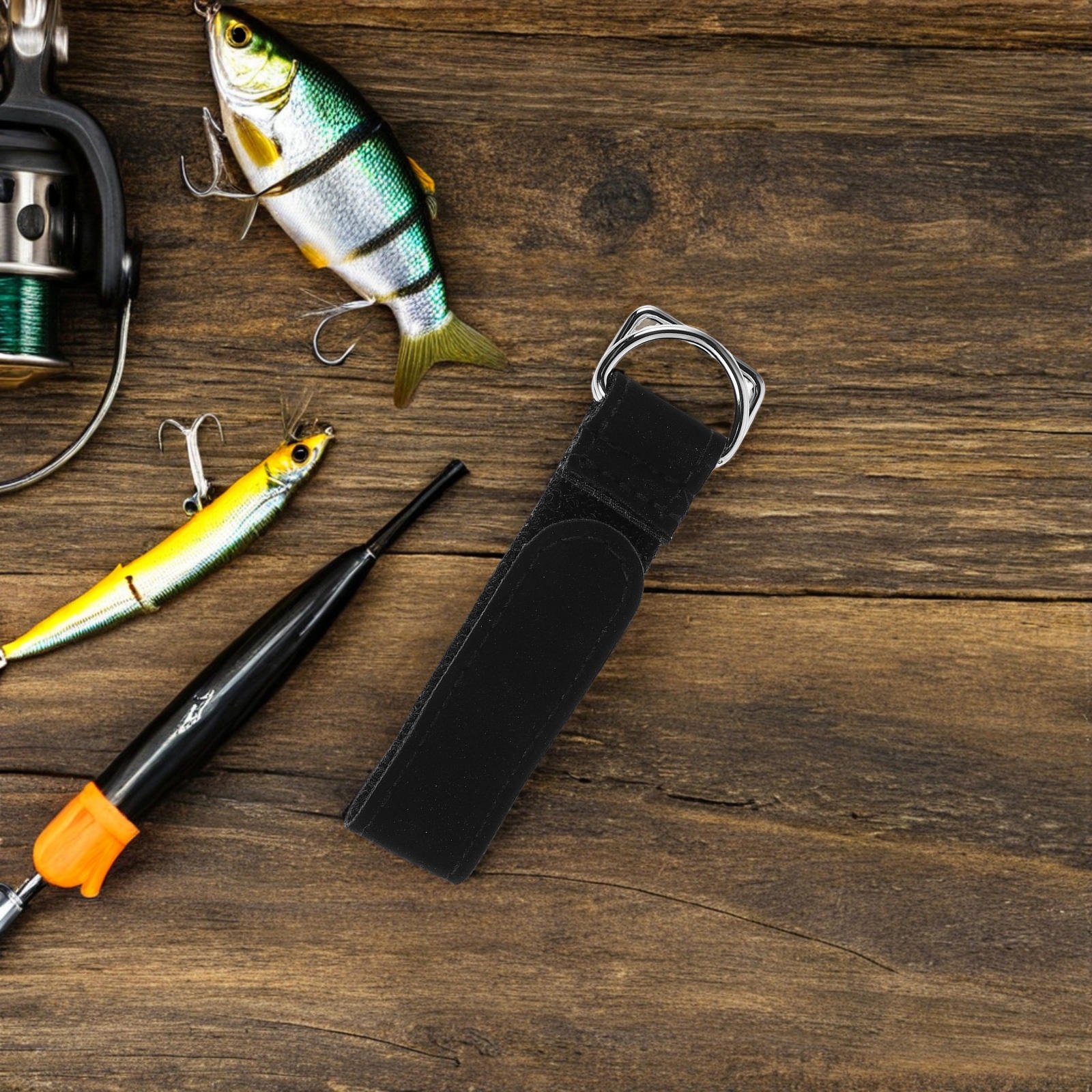 FOMIYES Black Adjustable Fishing Rod Lanyard with Antiloss Wristband for Rod Security