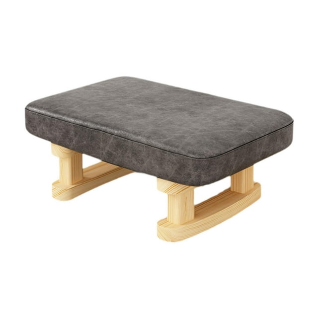 Siruishop Modern Rectangle Chair Step Stool Padded Foot Stool for Couch Bedroom Office Grey