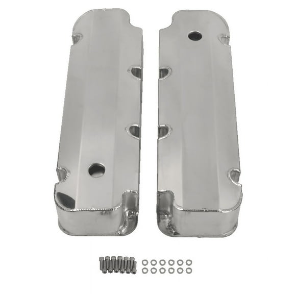 Fabricated Polished Aluminum Valve Covers w/ Hole for BBF Ford 429-460