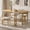 Oak, variant on 5 Piece Modern Dining Table Set, 73" Solid Wood Oval Dining Table with 4 Polyester Chairs, Dining Set with Fluted Apron for Kitchen & Dining Room