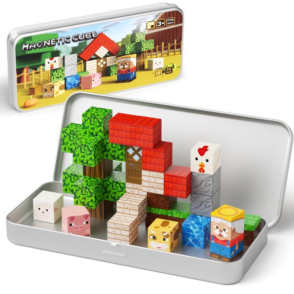 Azulejos magnéticos Hunloot Farm Animals, 35 unidades, para niños de 3 a 8 años